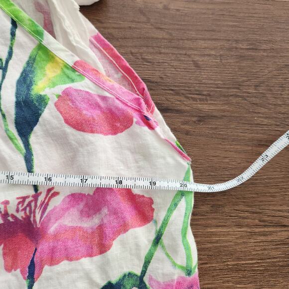 Bellambra Linen Midi Dress XL Floral Cottagecore Fairycore Coastal Beach Summer - Picture 6 of 7